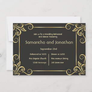 Invitación Ensayo de Boda Vintage Art Déco Elegante