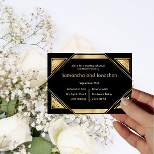 Invitación Ensayo de Boda Vintage con Glamour Art Déco