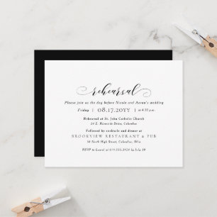 Invitación Ensayo de boda y cena simple elegante