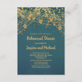 Invitación Ensayo de Bokeh sobre las luces de cadena dorada v