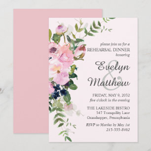 Invitación Ensayo de Bouquet de flores rosadas de Rubor