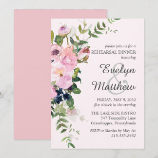 Invitación Ensayo de Bouquet de flores rosadas de Rubor