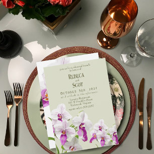 Invitación Ensayo de brunch de Boda de orquídeas delgadas