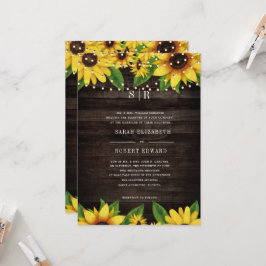 Invitación Ensayo de cadena de madera rústica girasol Cena