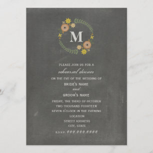 Invitación Ensayo de caída en monograma de flor inspirado en 