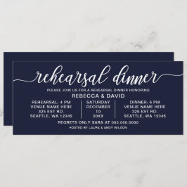 Invitación Ensayo de caligrafía blanca y naval