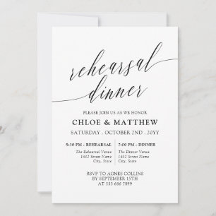 Invitación Ensayo de caligrafía delgada en blanco negro