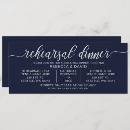 Invitación Ensayo de caligrafía marina y plateada