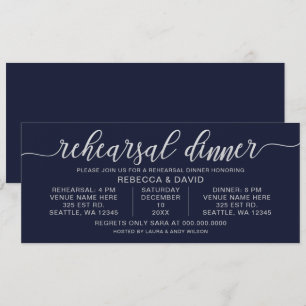 Invitación Ensayo de caligrafía marina y plateada