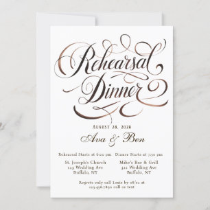 Invitación Ensayo de caligrafía marrón Mocha Mousse Cena