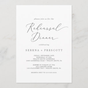 Invitación Ensayo de caligrafía plateada delgada
