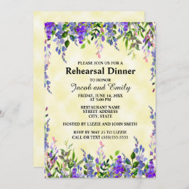 Invitación Ensayo de casamiento amarillo floral de lavanda ac