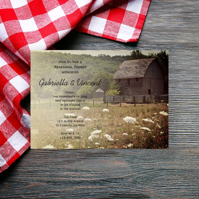 Invitación Ensayo de casamiento en el campo del granero meteo (Subido por el creador)