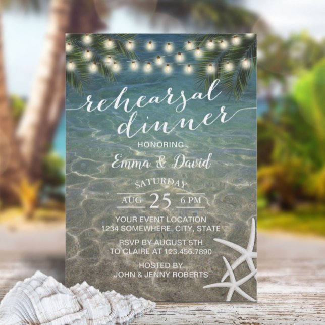 Invitación Ensayo de casamiento tropical de Starfish Beach (Subido por el creador)