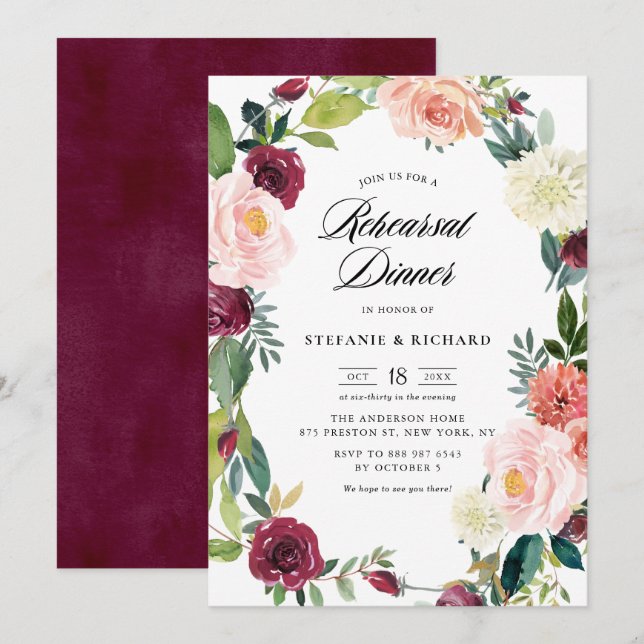 Invitación Ensayo de cataratas florales de Rubor en Borgoña (Anverso / Reverso)