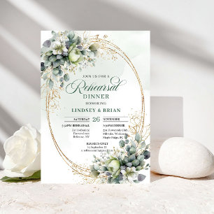 Invitación Ensayo de Cena de Belleza Natural Verde y Dorado