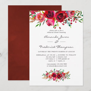 Invitación Ensayo de cena de boda floral con acuarela