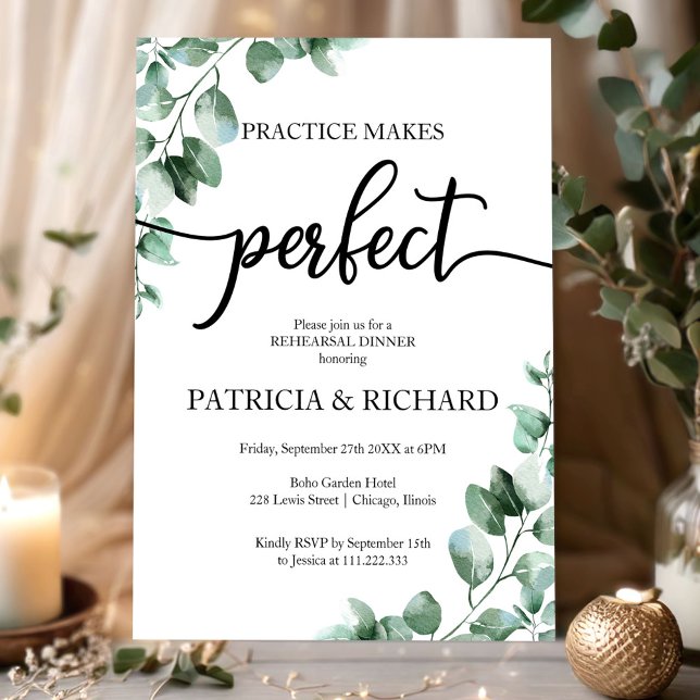 Invitación Ensayo de Cena de Práctica Hace Perfecto Verde (Subido por el creador)