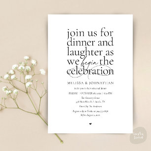 Invitación Ensayo de Cena Elegante Amor & Risa Minimal