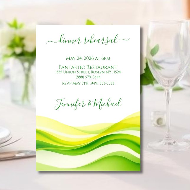 Invitación Ensayo de Cena Verde y Amarillo Citrus Isleño  (Island Citrus Green & Yellow Dinner Rehearsal  Invitation )