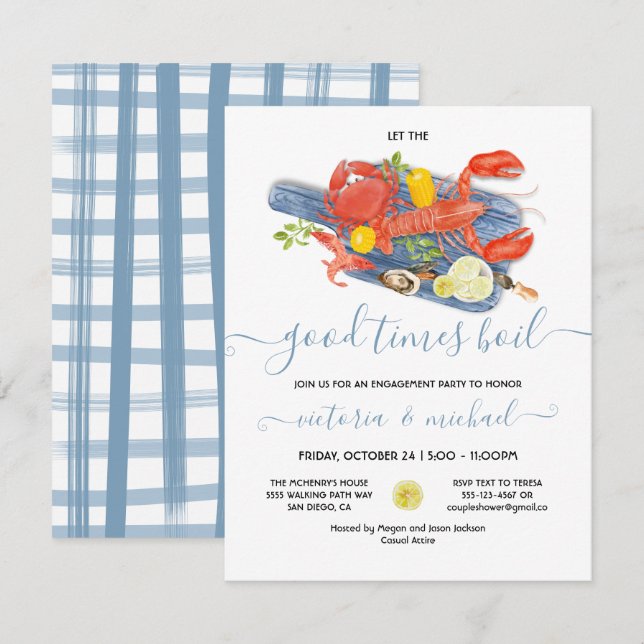 Invitación Ensayo de compromiso de hervir en el mar Fiesta de (Anverso / Reverso)