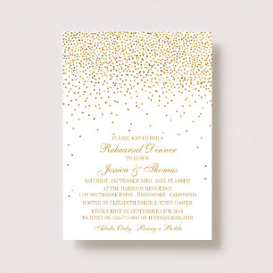 Invitación Ensayo de confeti de oro de Glam de época