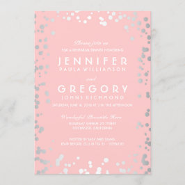 Invitación Ensayo de cosecha de confetti plateado y rosa