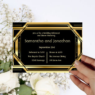 Invitación Ensayo de cosecha de oro negro de arte glamoroso