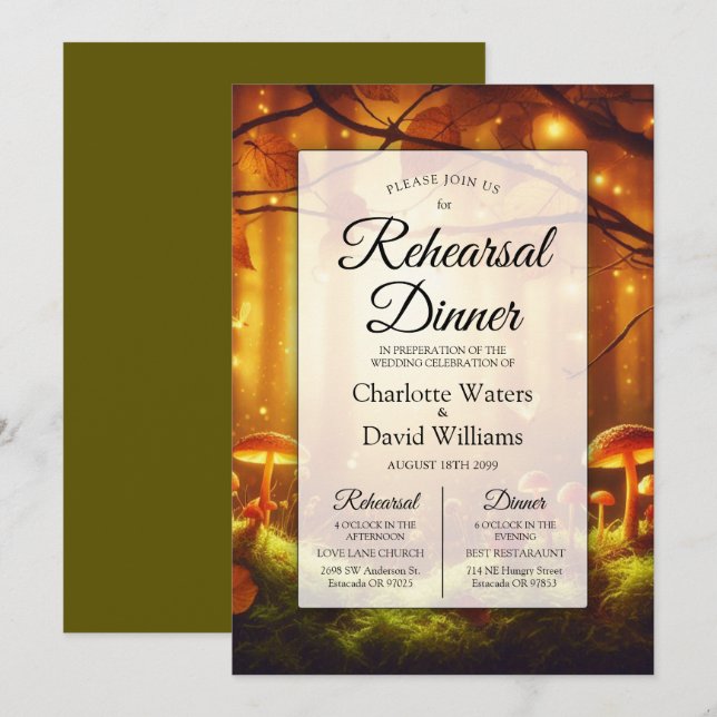 Invitación Ensayo de cuento de hadas en el bosque de Amber (Anverso / Reverso)