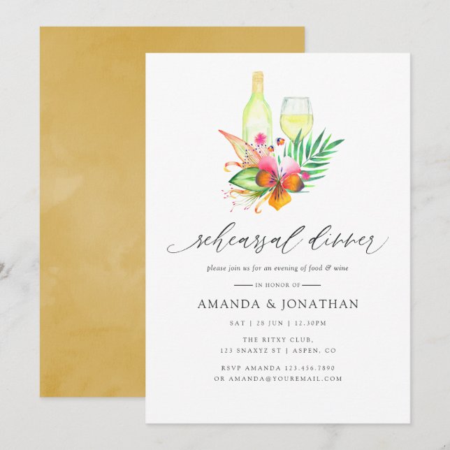 Invitación Ensayo de degustación de vino de verano tropical (Anverso / Reverso)