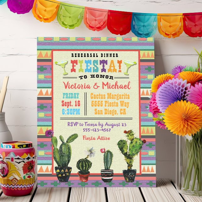 Invitación Ensayo de Fiesta Mexicano Cactus aztec (Subido por el creador)