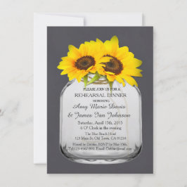 Invitación Ensayo de girasol jarrón de masón cena soleado7