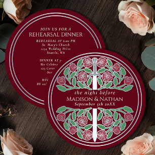 Invitación Ensayo de la Boda Real con Espada de Plata Roja