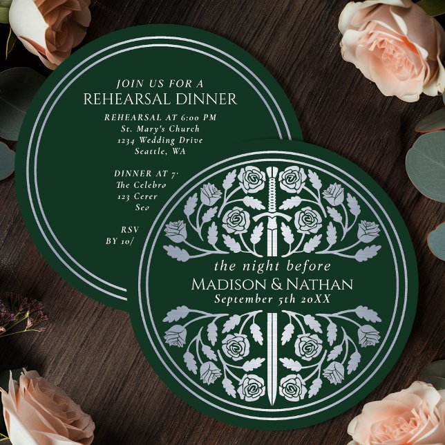 Invitación Ensayo de la Boda Real con Espada de Plata Verde (Subido por el creador)