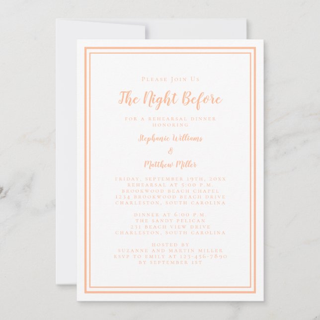 Invitación Ensayo de la cena Boda noche antes de la comida bl (Anverso)
