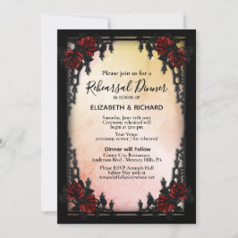 Invitación Ensayo de la cena con la rosa roja gótica de hierr