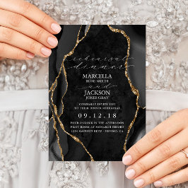 Invitación Ensayo de la cena de Black Marble & Gold Agate