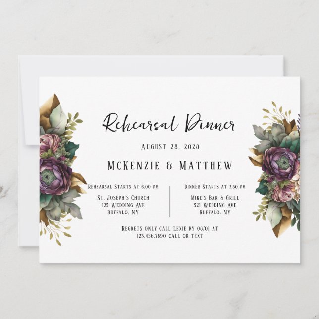 Invitación Ensayo de la cena de la posada rosa y verde (Anverso)