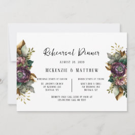 Invitación Ensayo de la cena de la posada rosa y verde