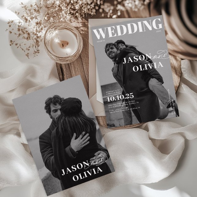 Invitación Ensayo de la cena de la revista en blanco y negro (Subido por el creador)