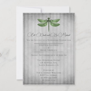 Invitación Ensayo de la libélula de yeso verde