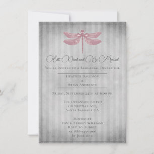 Invitación Ensayo de la libélula guiñada rosa