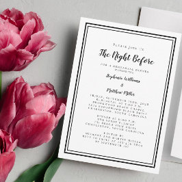 Invitación Ensayo de la noche del Boda antes del blanco negro