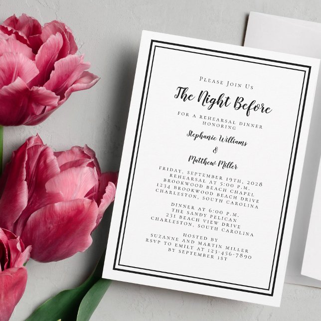 Invitación Ensayo de la noche del Boda antes del blanco negro (Subido por el creador)