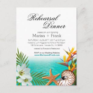 Invitación Ensayo de la playa de Aloha Cena Plumeria Frangipa