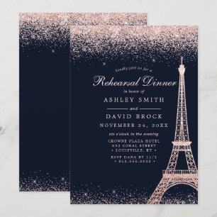 Invitación Ensayo de la Torre Eiffel de París con Brillo en R