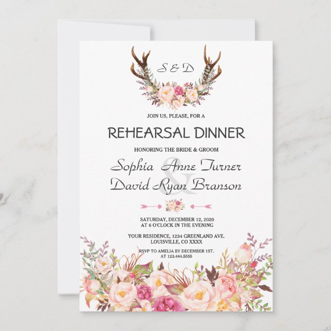Invitación Ensayo de los animadores florales de Rubor de colo (Anverso)
