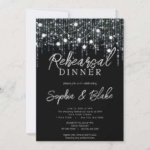 Invitación Ensayo de luces colgantes en blanco y negro
