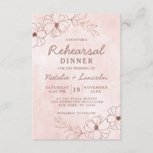 Invitación Ensayo de Moda de Relieve metalizado dorado rosa y