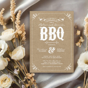 Invitación Ensayo de Moda ruidosa de Burlap Cena BBQ
